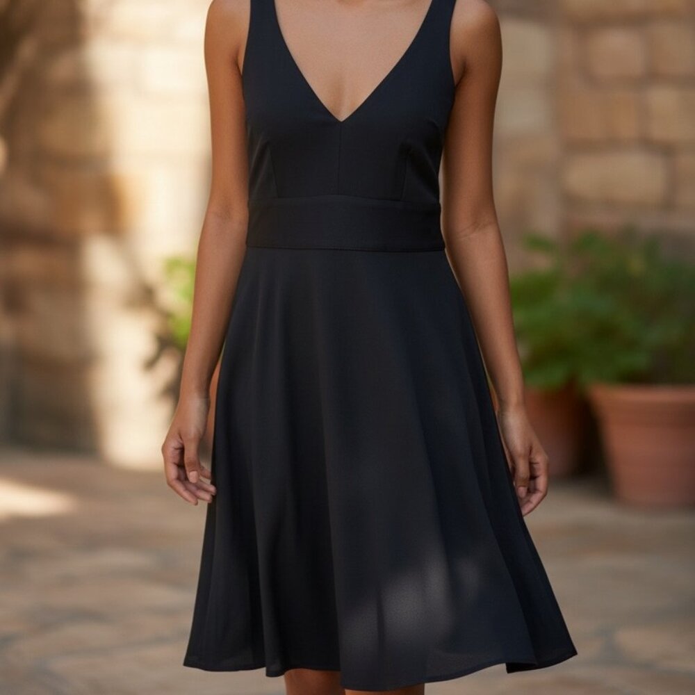 Ralph Lauren Purple Label Silk Blend Black Cocktail Dress Criss Cross Sz 6 NWT